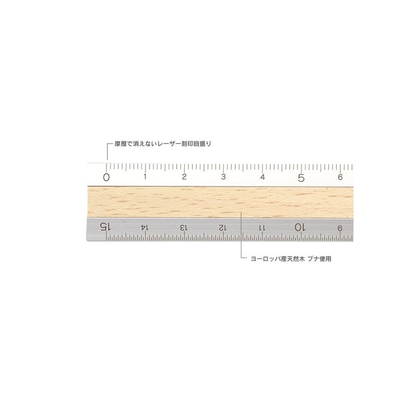 I107PW Aluminium Ruler Pale Wood