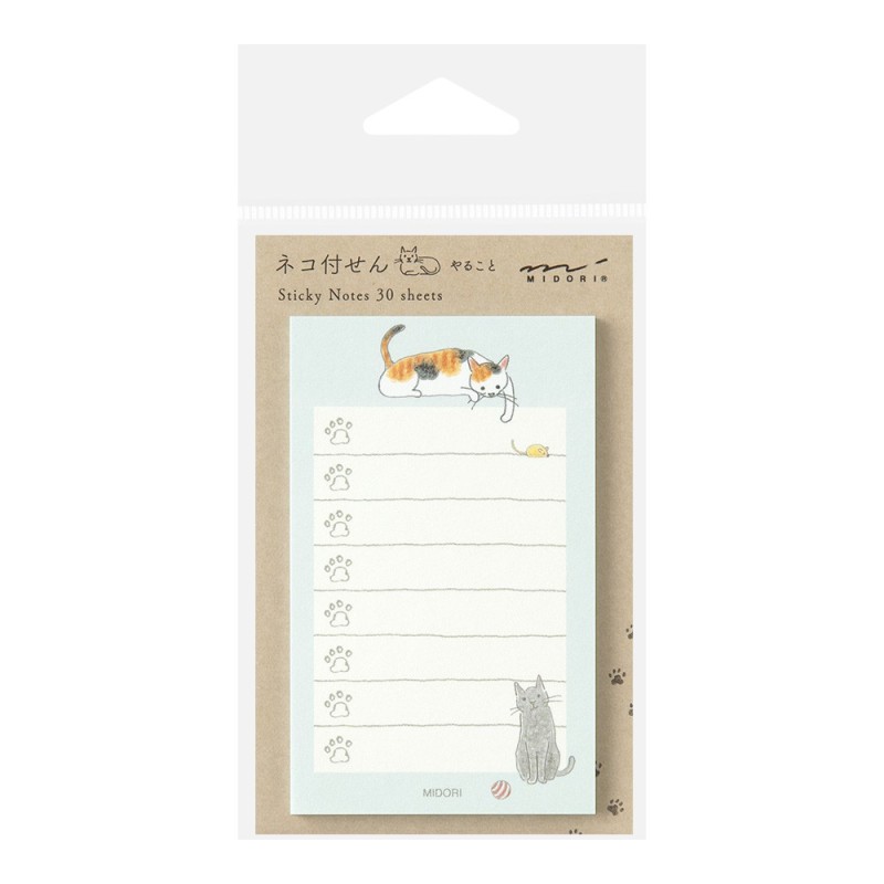 I283CG Sticky Note To-Do List Cat Green