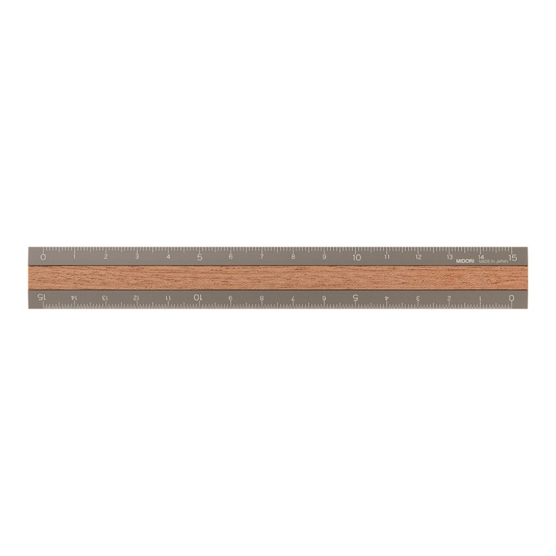 I107GY Aluminium Ruler Grey with Wood