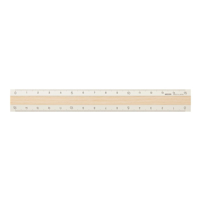 I107IW Aluminium Ruler Ivory with Wood