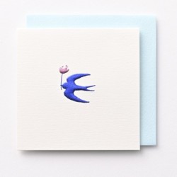 EAGN1778 White Mini Blank Card Bird