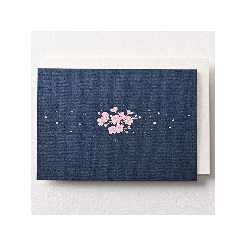 EAGN1924 Blue Blank Card Cherry Blossom