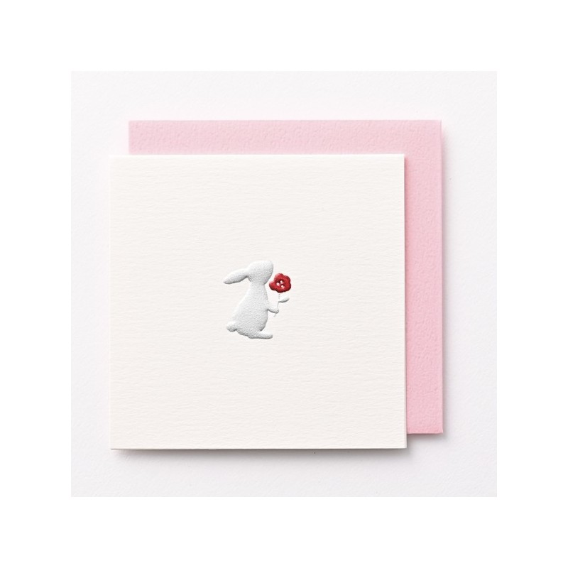 EAGN1779 White Mini Blank Card Rabbit