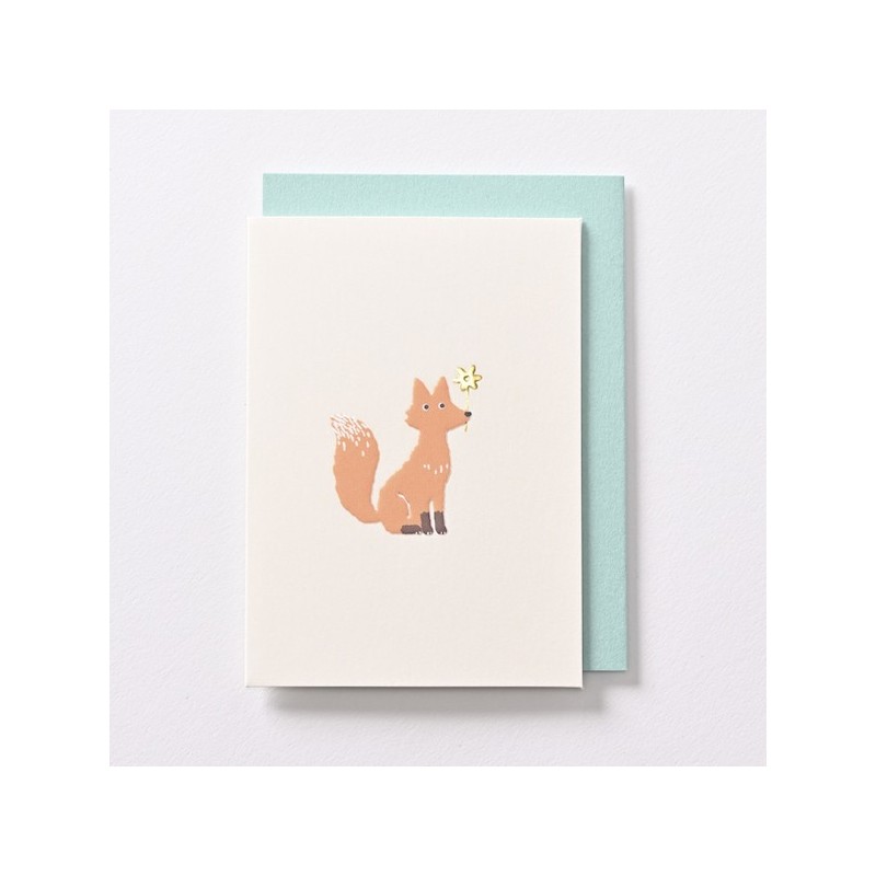 EAGN1917 Cream Mini Blank Card Fox