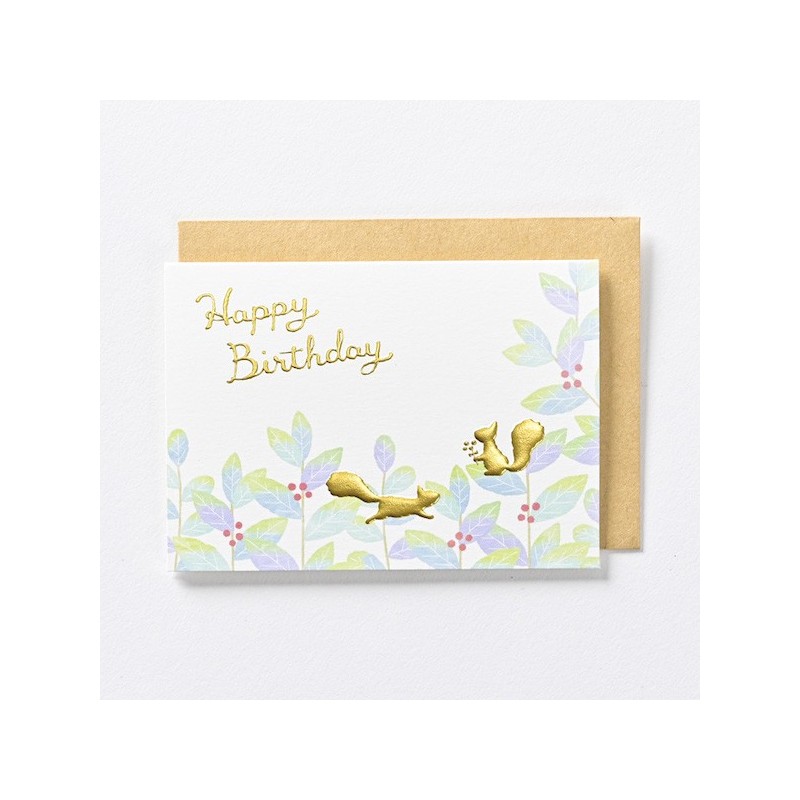 EAGB2027 Beige Mini Birthday Card Squirrel