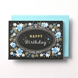EAGB2130 Blue Mini Birthday Card Black