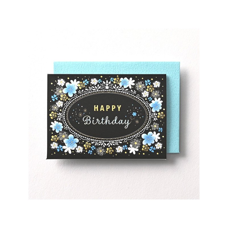 EAGB2130 Blue Mini Birthday Card Black