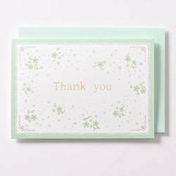 EAGT1327 Green Silk Thank you Card Blossoms