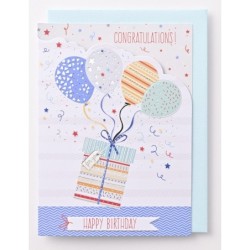EAGB2055 Blue Birthday Card Balloons