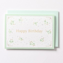 EAGB2106 Green Silk Birthday Card Blossoms