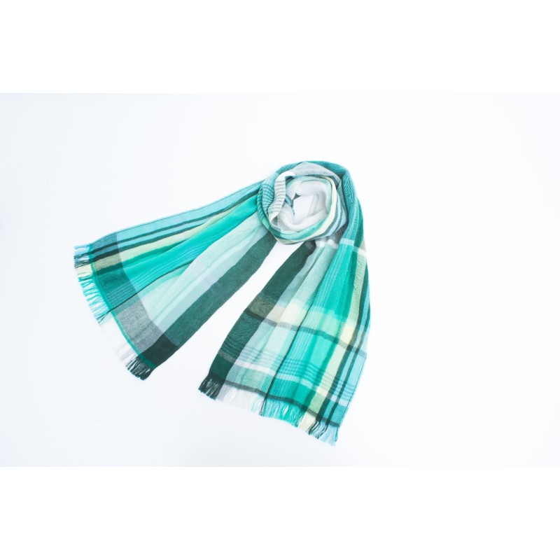OR003BL Check Scarf Blue
