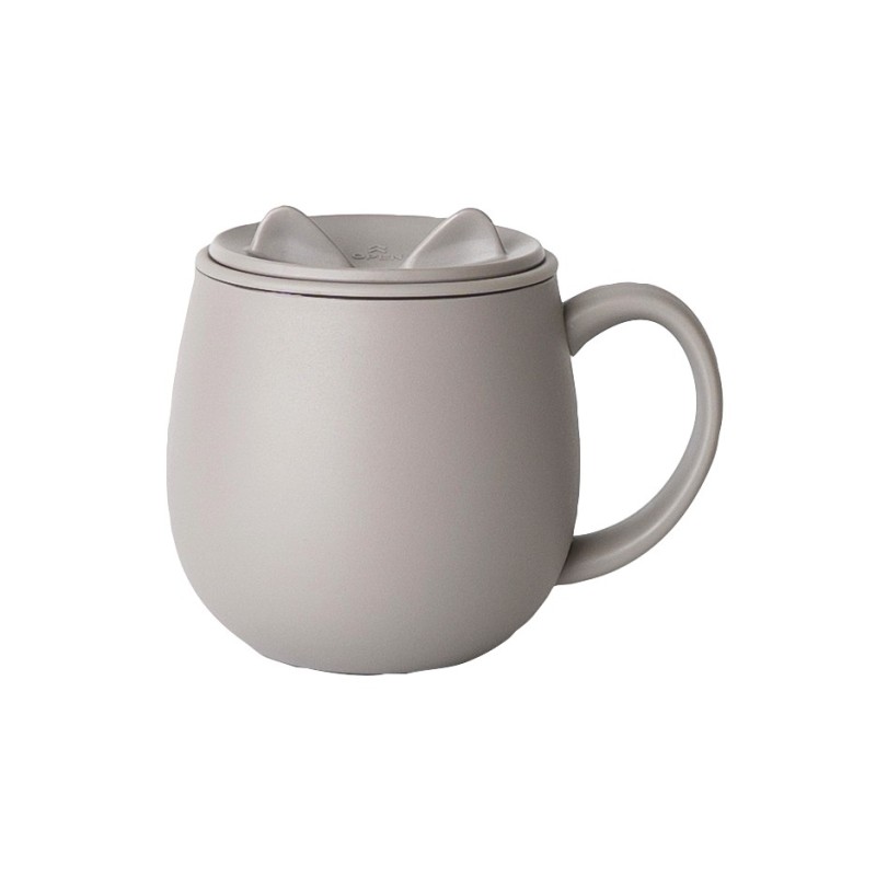 PO013GY Neko Cat Mug with Lid Grey